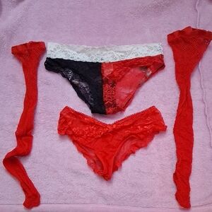 Elegant Lace Women's Intimate Set - Red and Black